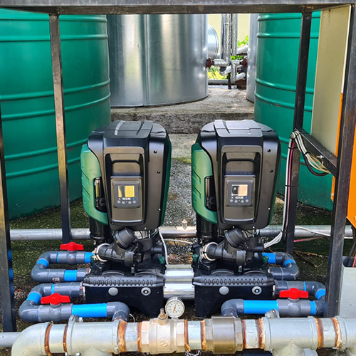 Borehole pump and water system installation